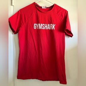 Gymshark Red Short Sleeve Tee with White Logo, Size Small